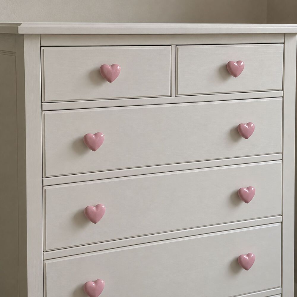 20 Perphin Pink Heart Ceramic Drawer Knobs Cabinet Pulls + 20 Screws